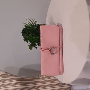 Pre-owned BCBGMAXAZRIA Pink Leather Convertible Baguette Hand Flap Bag/Clutch